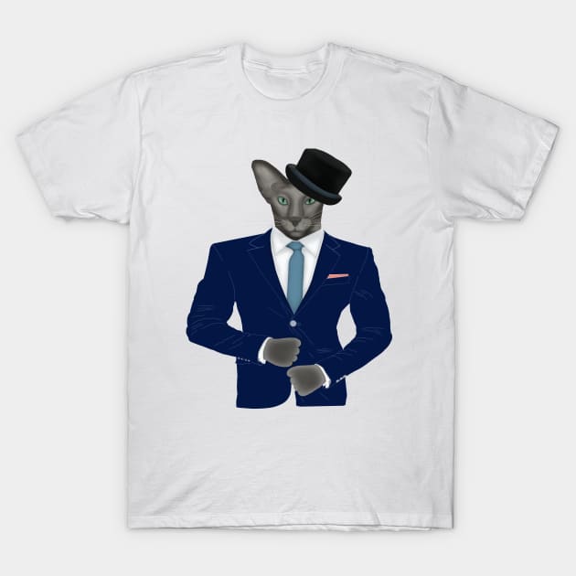 Handsome man Gentleman cat T-Shirt by KateQR